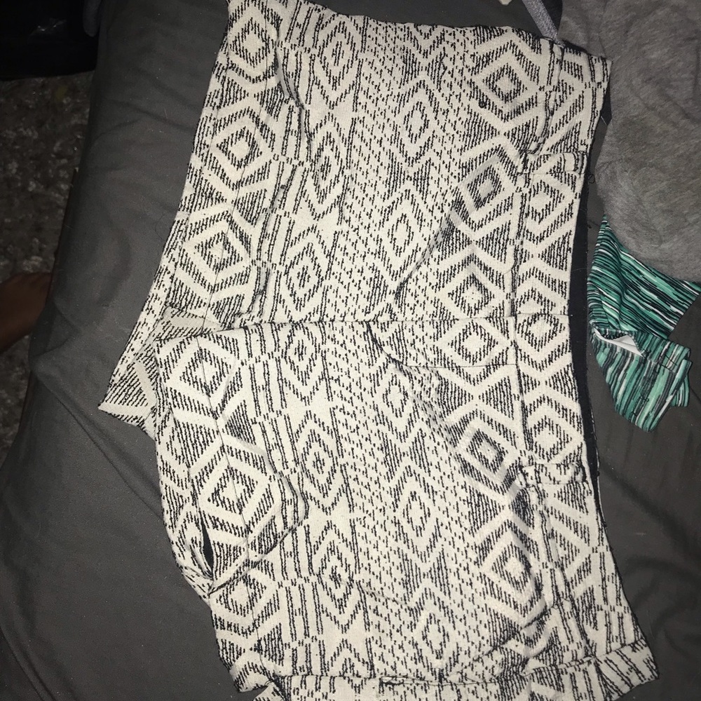 white and grey shorts with dimond pattern
